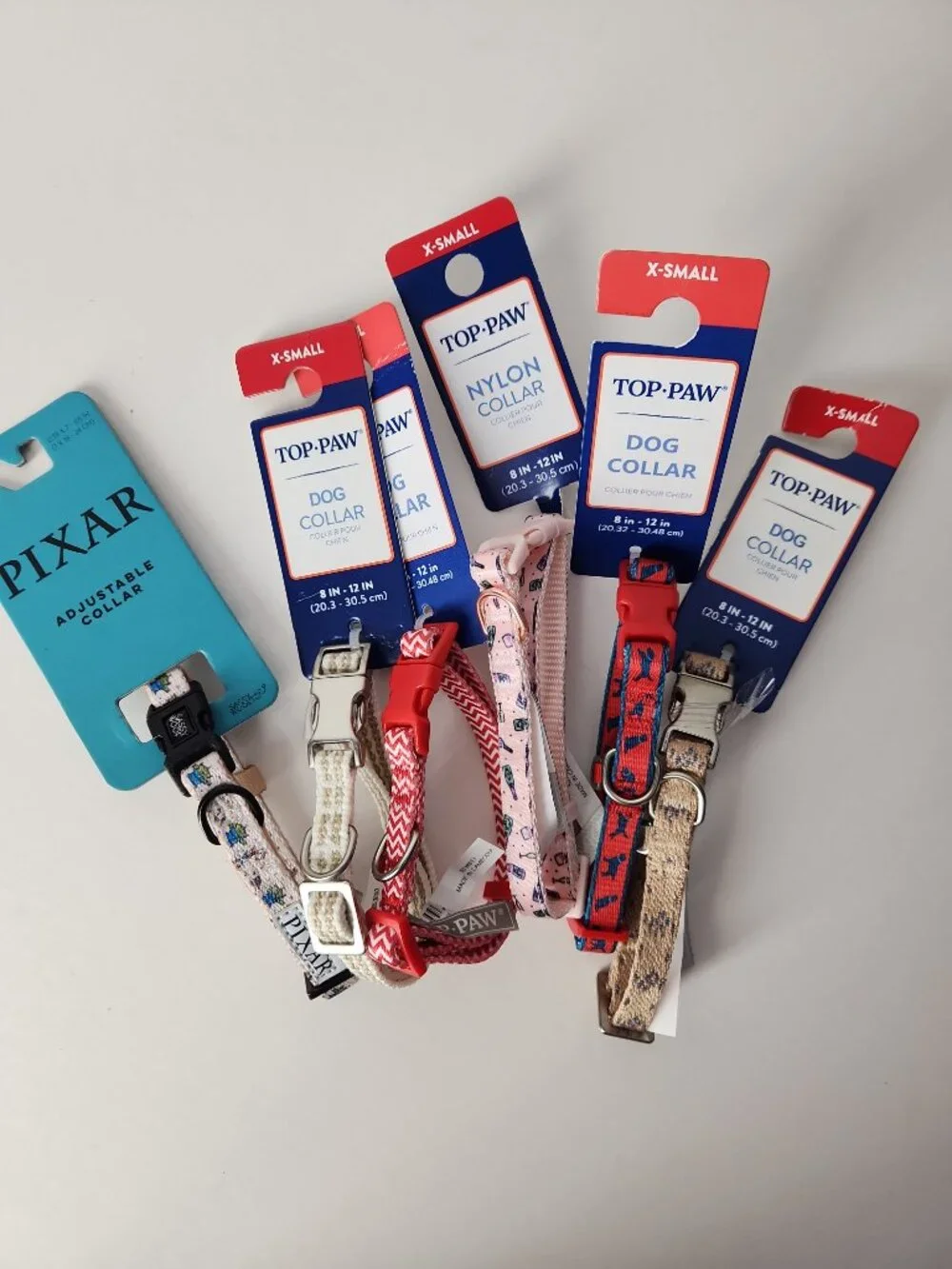 Set of 6 Dog Collars size XS cute printed Top Paw Pixar Sassy Woof lot bundle